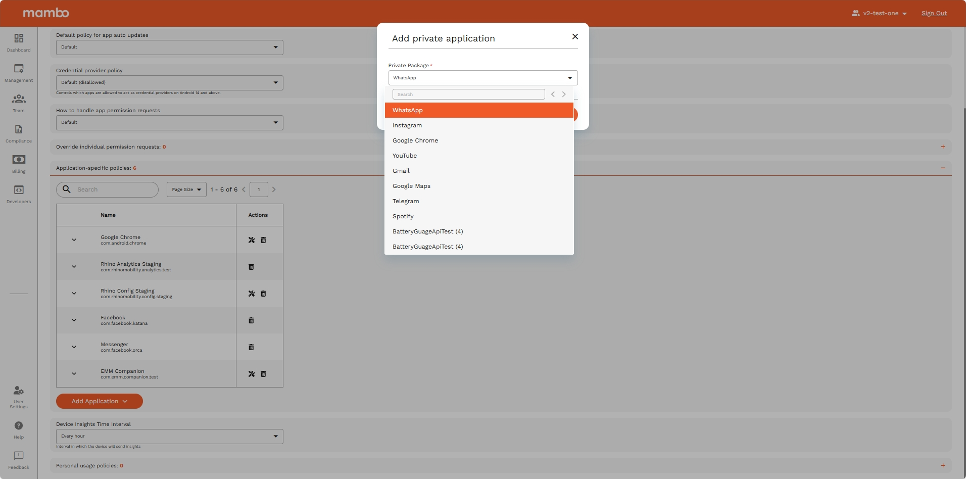 Private App in Policy