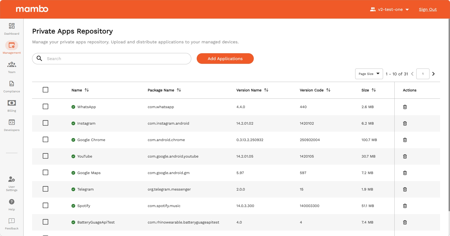 Private App List