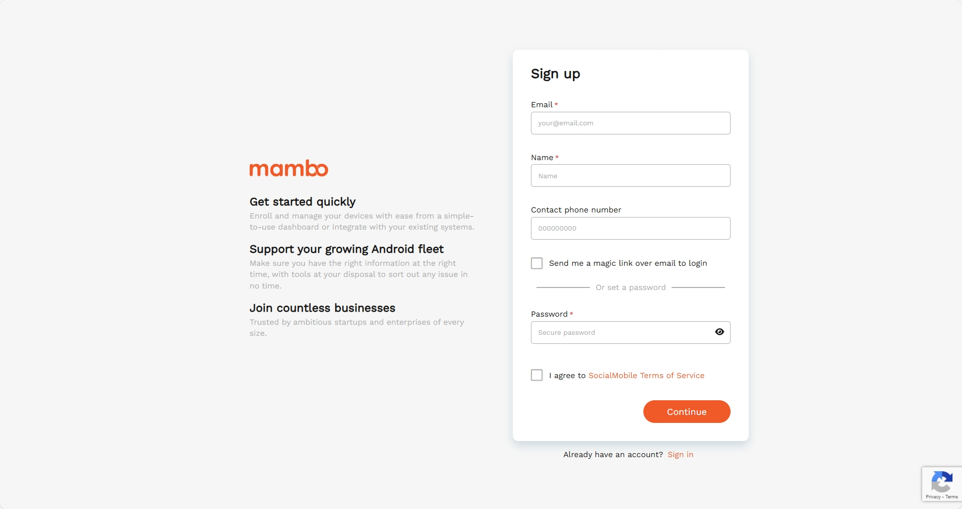 Signup