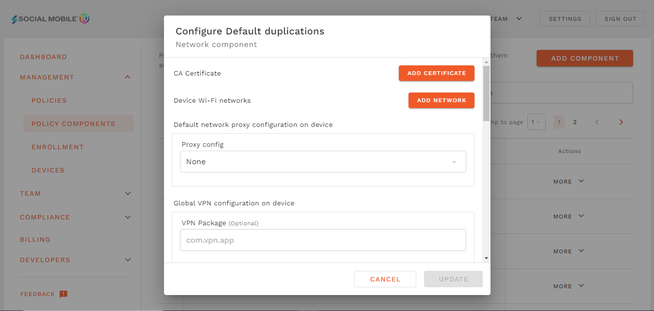 configure application type policy