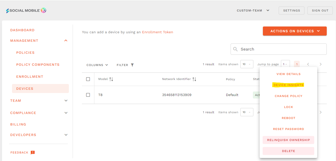 configure application type policy list