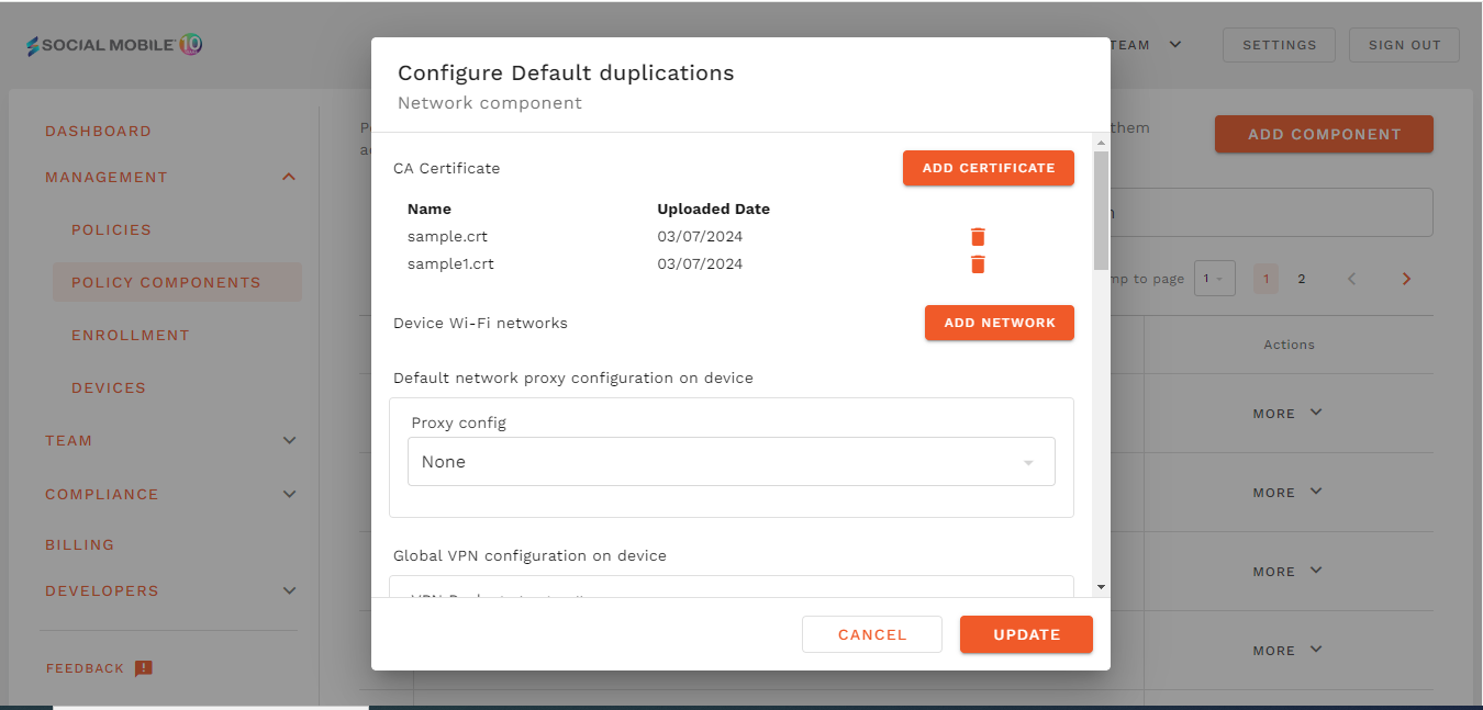 configure application type policy